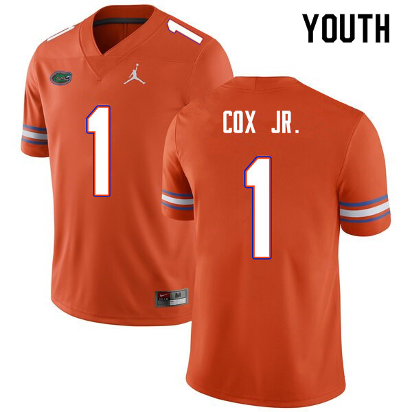 Youth #1 Brenton Cox Jr. Florida Gators College Football Jerseys Sale-Orange